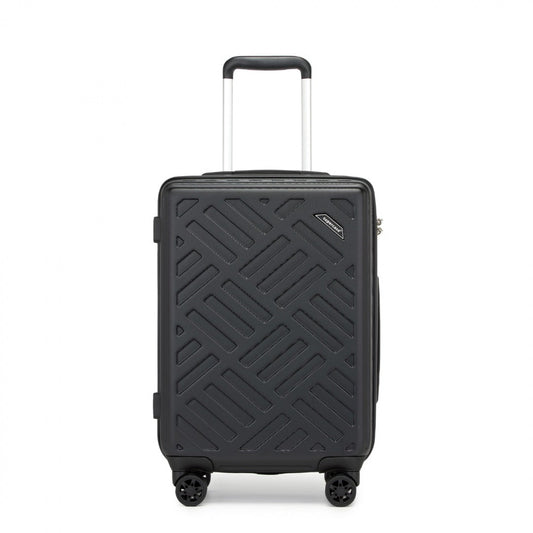 Supercase Sleek Geometric Pattern Hard Shell ABS+PC Cabin Suitcase with TSA Lock (KSS2495) - Black