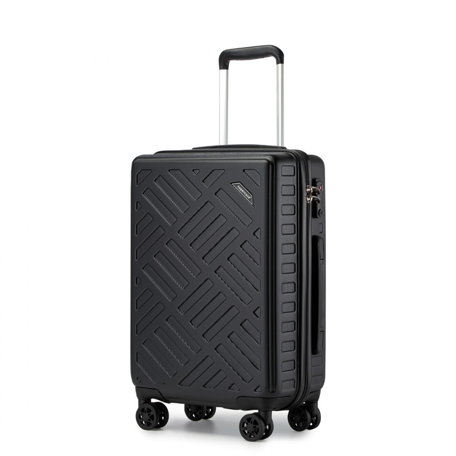 Supercase Sleek Geometric Pattern Hard Shell ABS+PC Cabin Suitcase with TSA Lock (KSS2495) - Black