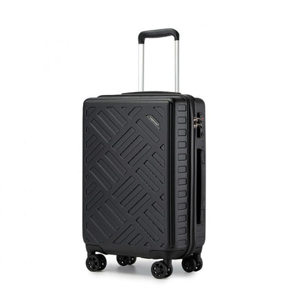 Supercase Sleek Geometric Pattern Hard Shell ABS+PC Cabin Suitcase with TSA Lock (KSS2495) - Black