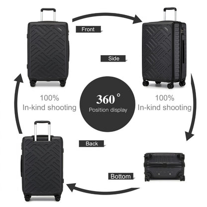 Supercase Sleek Geometric Pattern Hard Shell ABS+PC Cabin Suitcase with TSA Lock (KSS2495) - Black