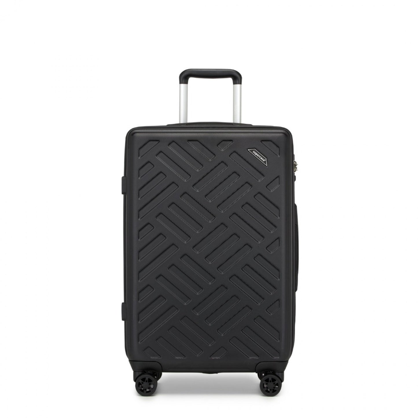 Supercase Sleek Geometric Pattern Hard Shell ABS+PC Cabin Suitcase with TSA Lock (KSS2495) - Black
