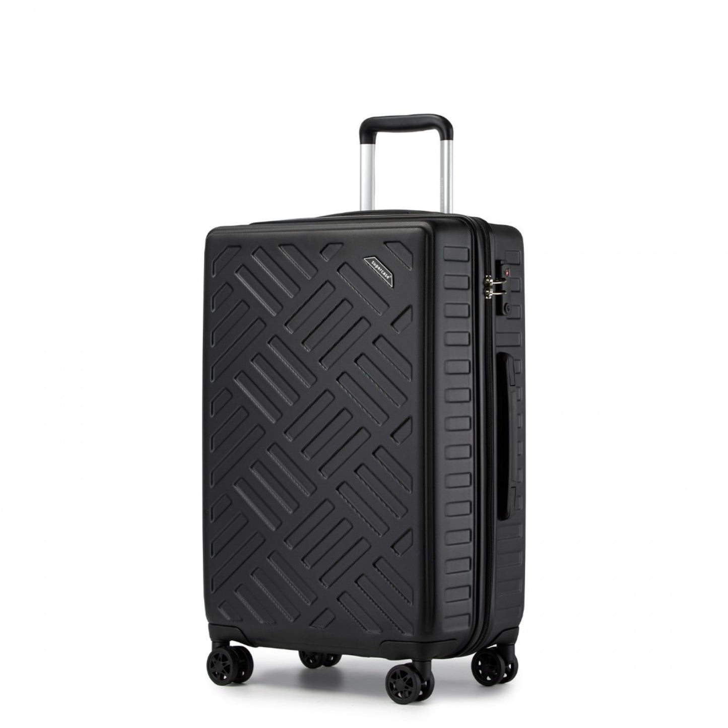 Supercase Sleek Geometric Pattern Hard Shell ABS+PC Cabin Suitcase with TSA Lock (KSS2495) - Black