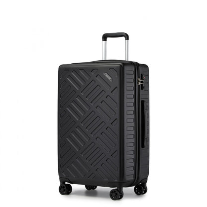 Supercase Sleek Geometric Pattern Hard Shell ABS+PC Cabin Suitcase with TSA Lock (KSS2495) - Black