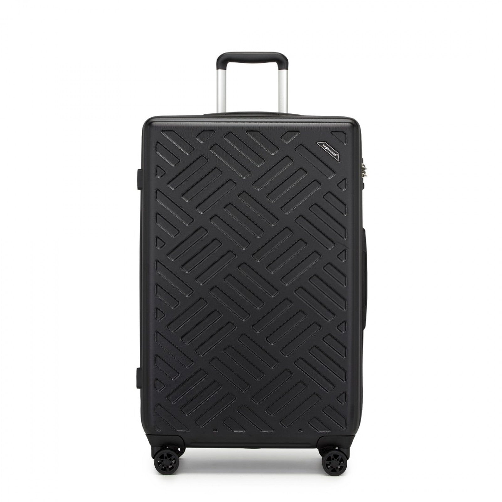 Supercase Sleek Geometric Pattern Hard Shell ABS+PC Cabin Suitcase with TSA Lock (KSS2495) - Black