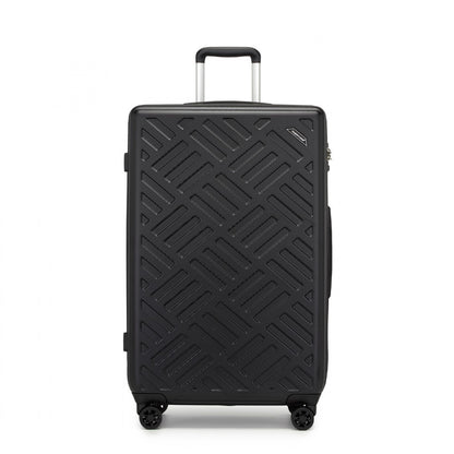 Supercase Sleek Geometric Pattern Hard Shell ABS+PC Cabin Suitcase with TSA Lock (KSS2495) - Black
