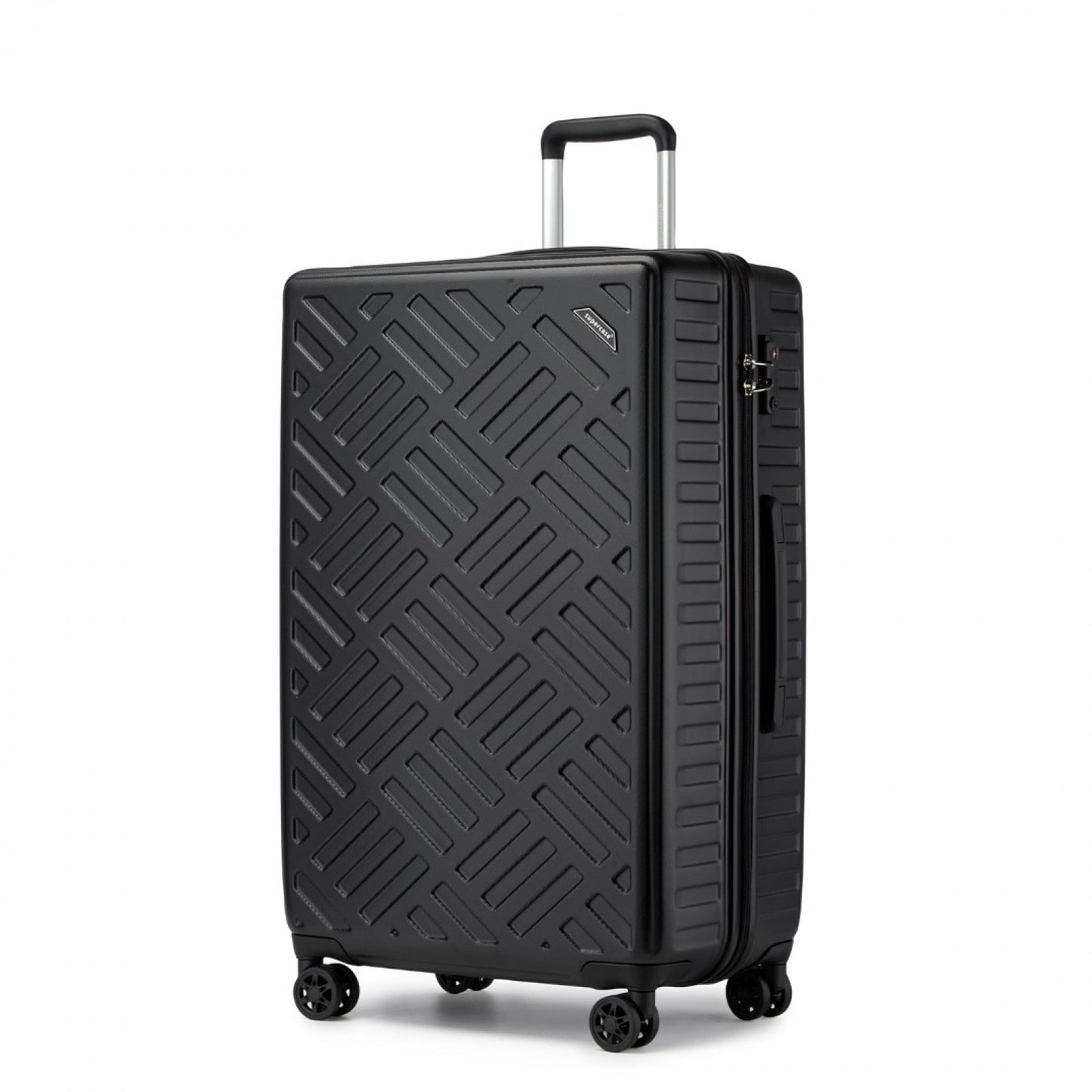 Supercase Sleek Geometric Pattern Hard Shell ABS+PC Cabin Suitcase with TSA Lock (KSS2495) - Black