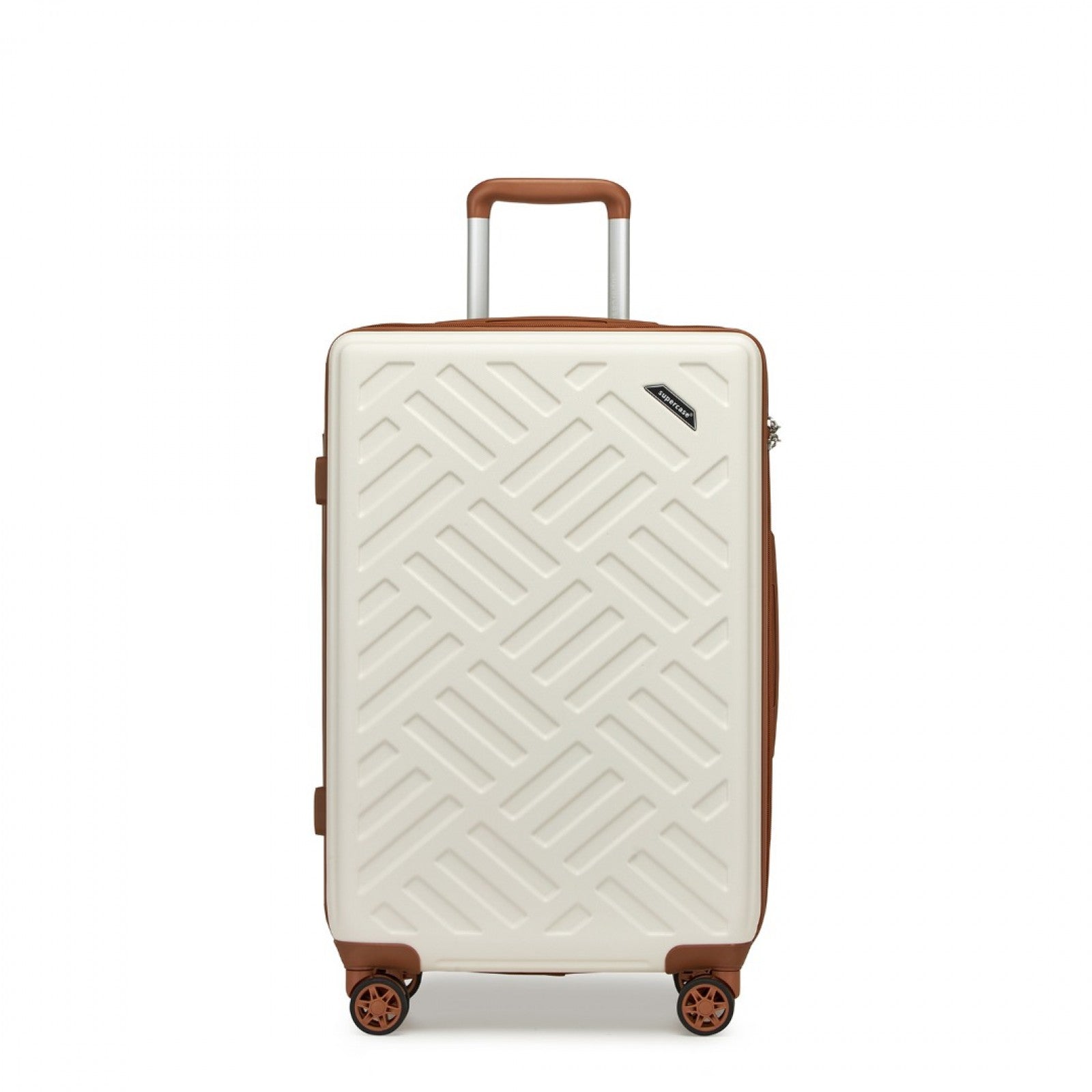 Supercase Sleek Geometric Pattern Hard Shell ABS+PC Cabin Suitcase with TSA Lock (KSS2495) - Cream & Brown