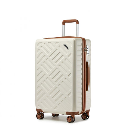 Supercase Sleek Geometric Pattern Hard Shell ABS+PC Cabin Suitcase with TSA Lock (KSS2495) - Cream & Brown