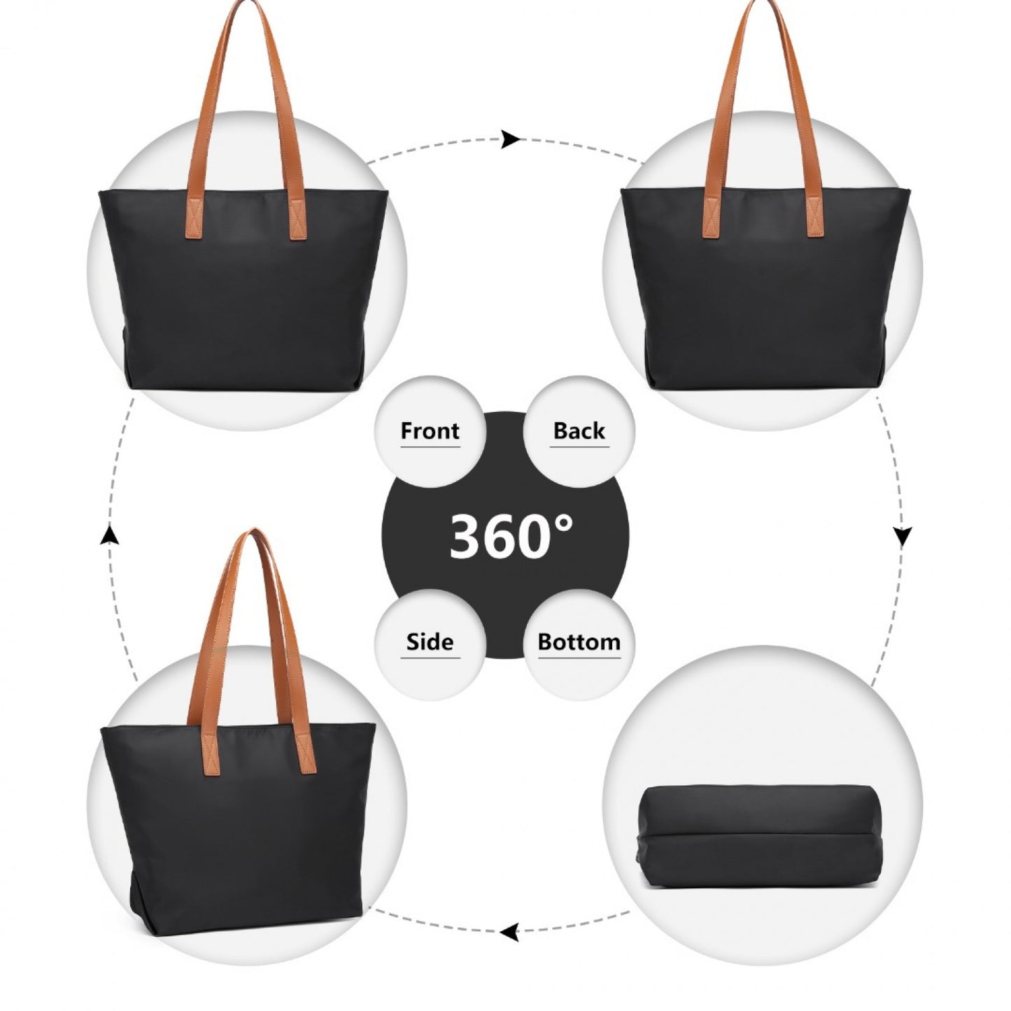 Miss Lulu Casual Waterproof Shopping Tote Bag (LH2240) - Black