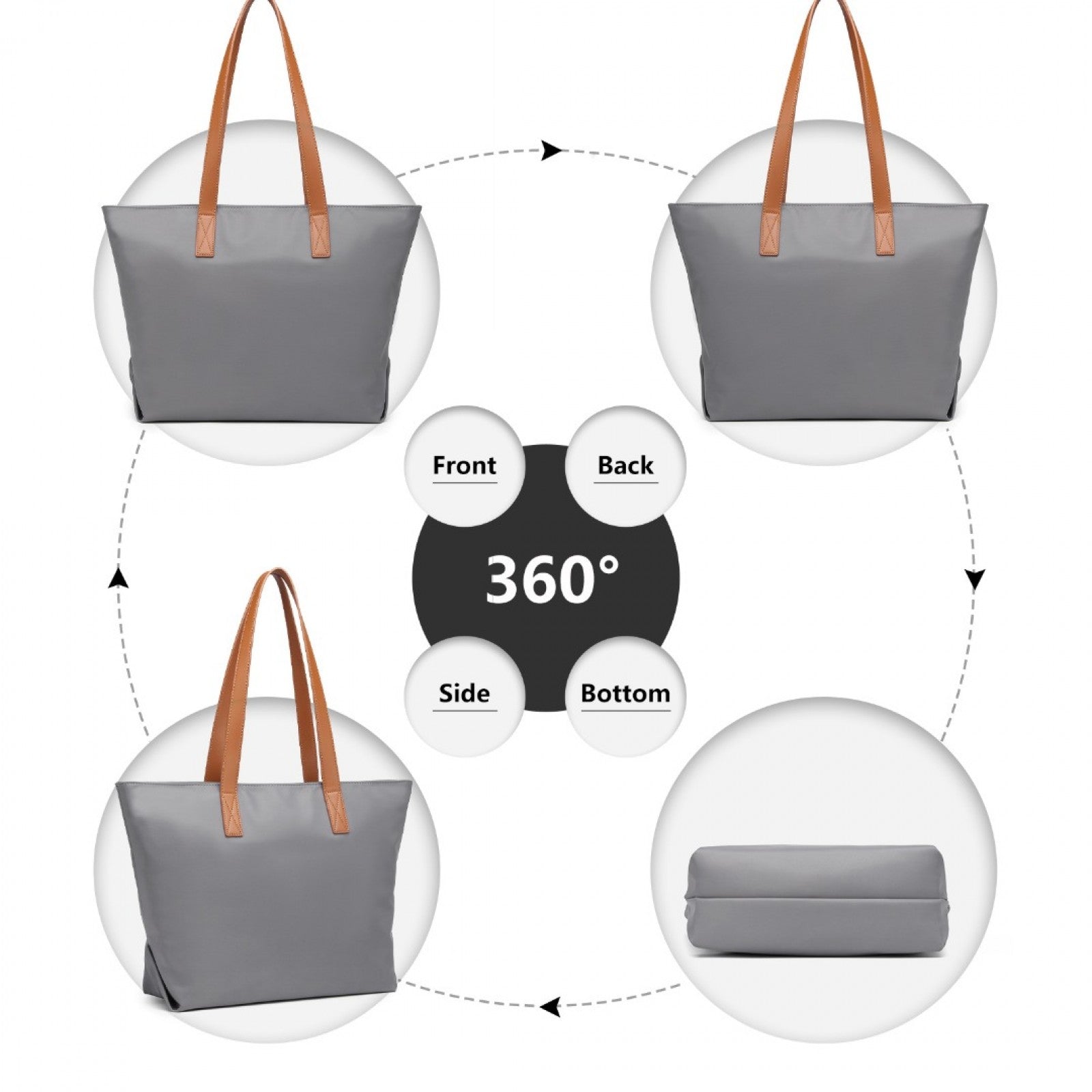 Miss Lulu Casual Waterproof Shopping Tote Bag (LH2240) - Grey
