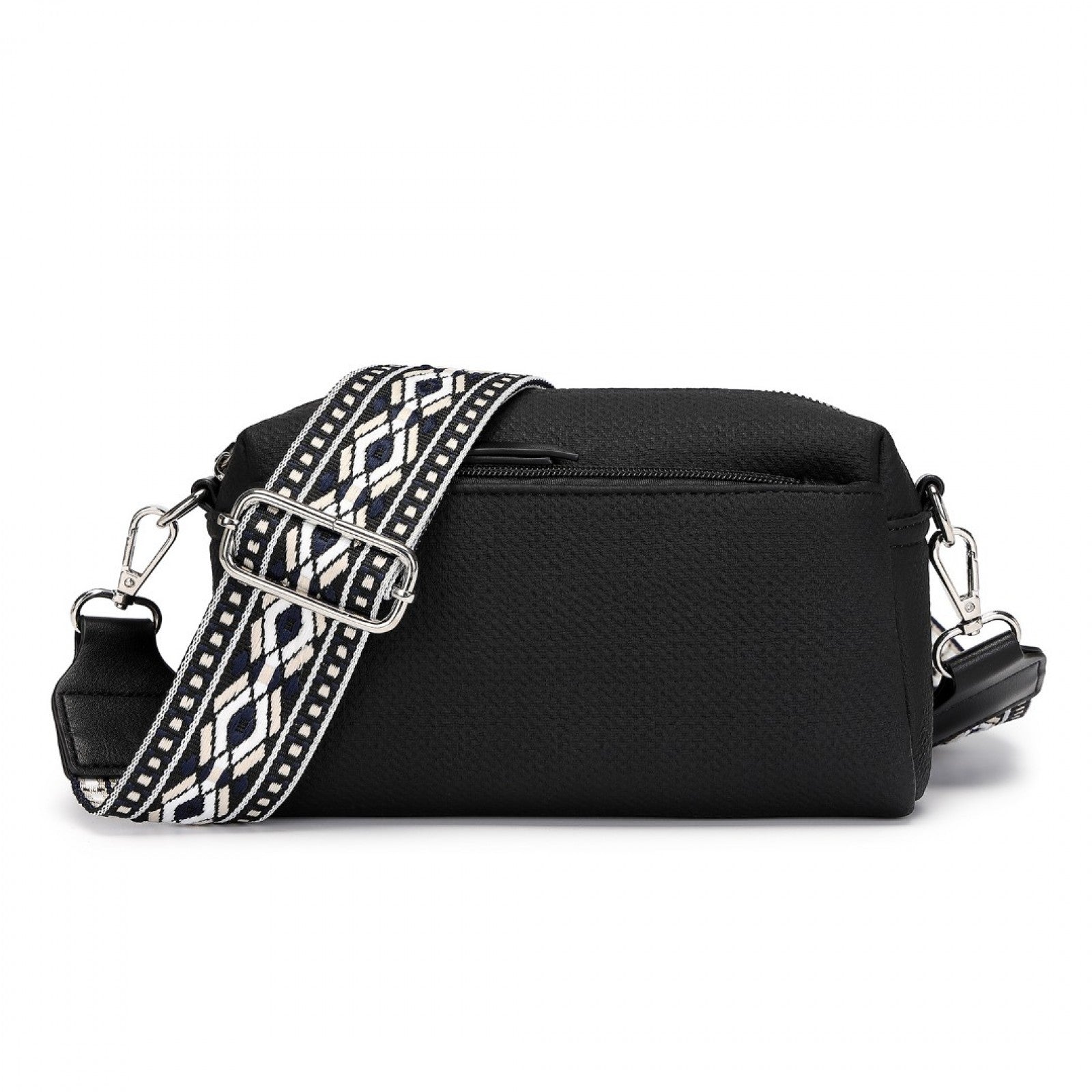 Miss Lulu Ethnic Jacquard Strap Water-Resistant Crossbody Bag (LH2410) - Black