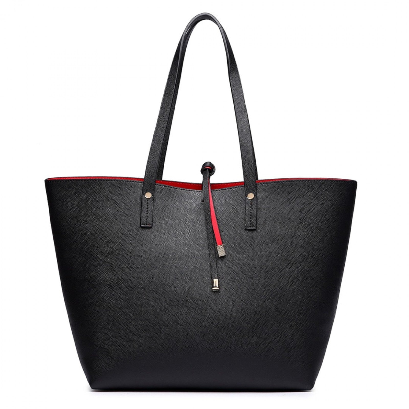 Miss Lulu Women Reversible Contrast Shopper Tote Bag Black (LT6628-1) - Miss Lulu Women Reversible Contrast Shopper Tote Bag Black