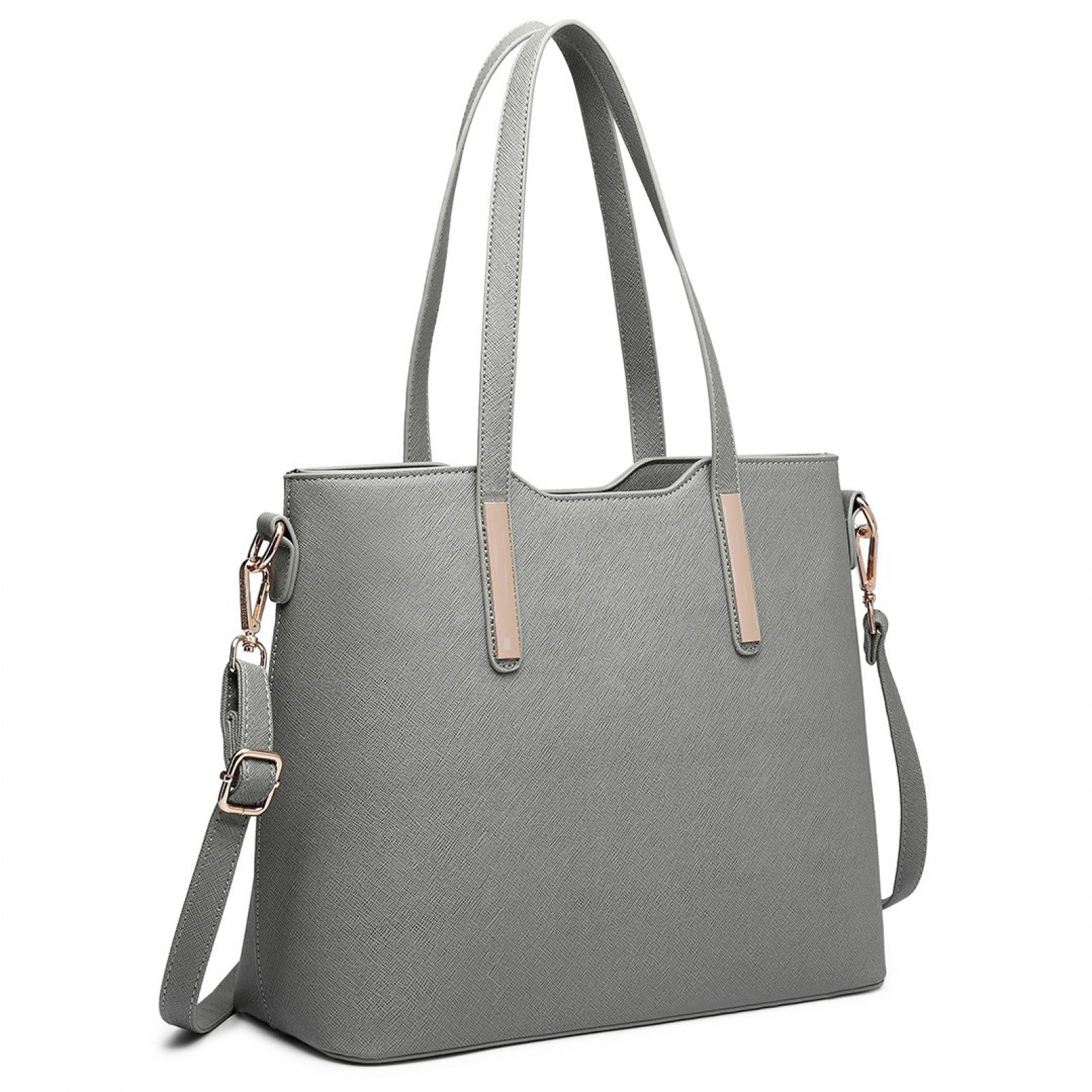 Miss Lulu Three Piece Tote Shoulder Bag And Clutch (LT6648) - Dark Grey
