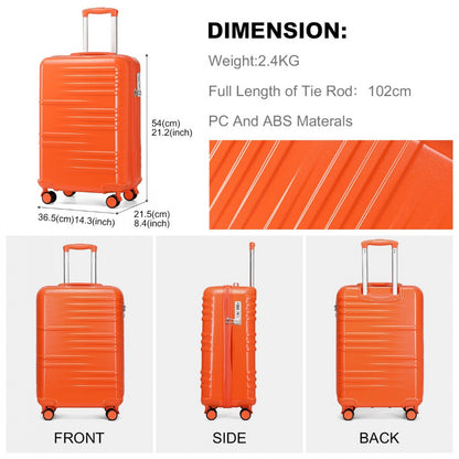British Traveller Durable Polycarbonate and ABS Hard Shell Suitcase With TSA Lock (K2391L) - Orange