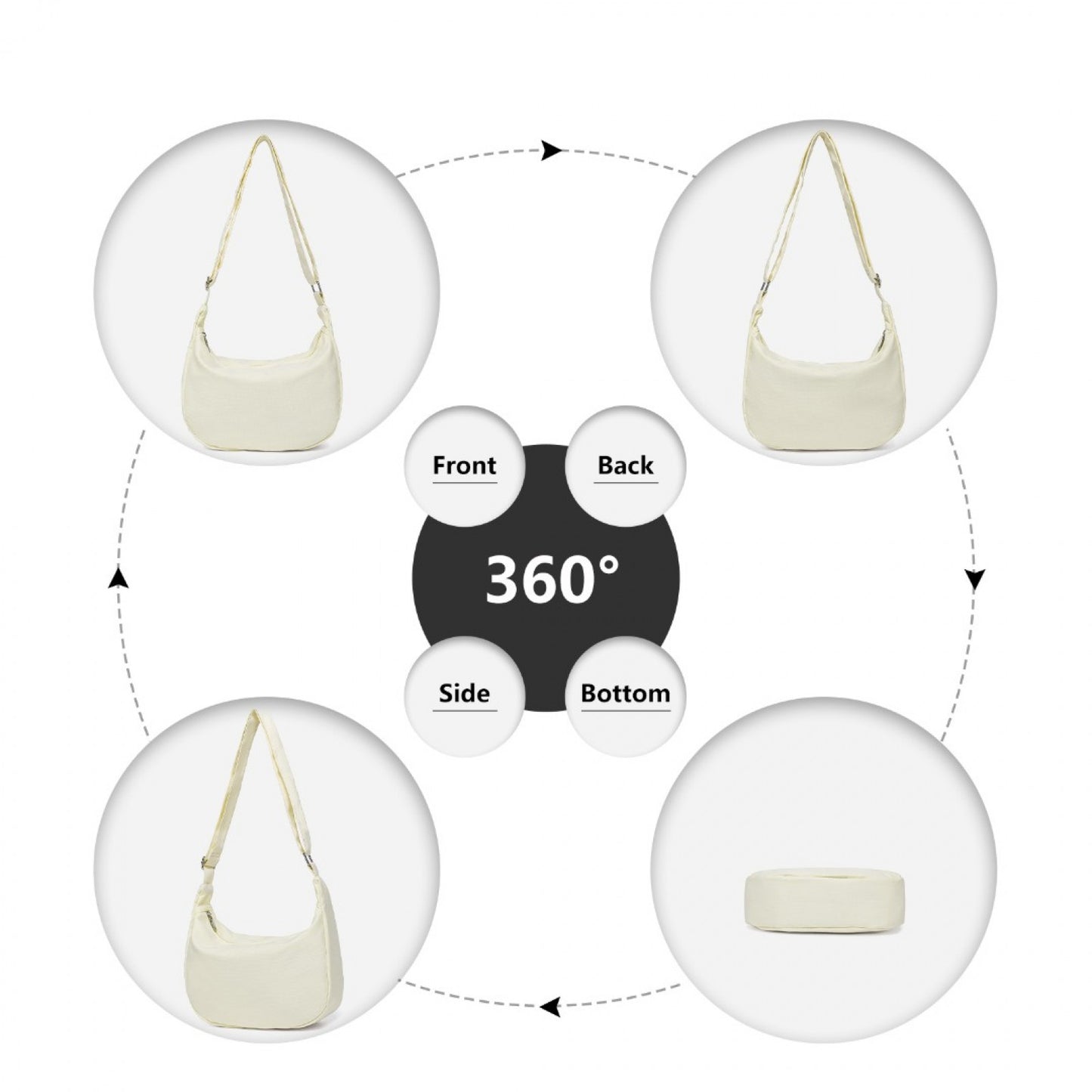 Water-resistant Portable Crescent Shoulder Cross Body Bag (S2314) - Beige