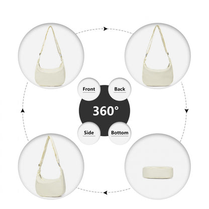 Water-resistant Portable Crescent Shoulder Cross Body Bag (S2314) - Beige