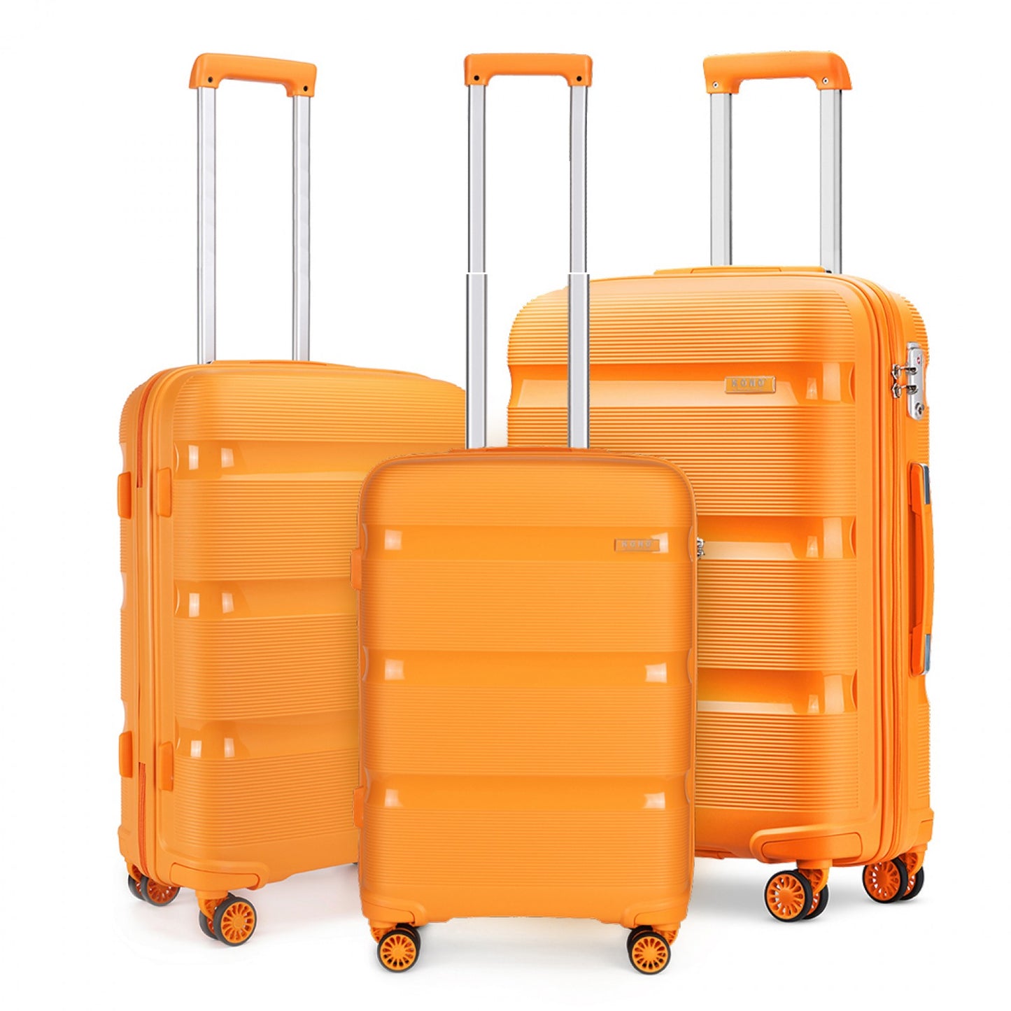 Kono Bright Hard Shell PP Suitcase 3 Pieces Set - Classic Collection (K2092L) - Orange