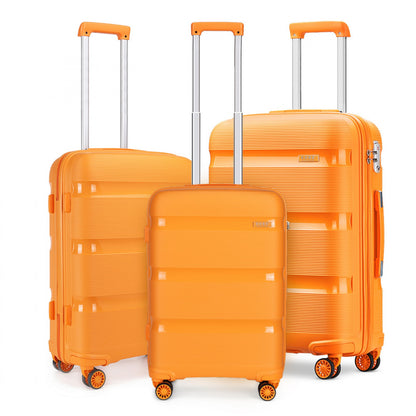 Kono Bright Hard Shell PP Suitcase 3 Pieces Set - Classic Collection (K2092L) - Orange