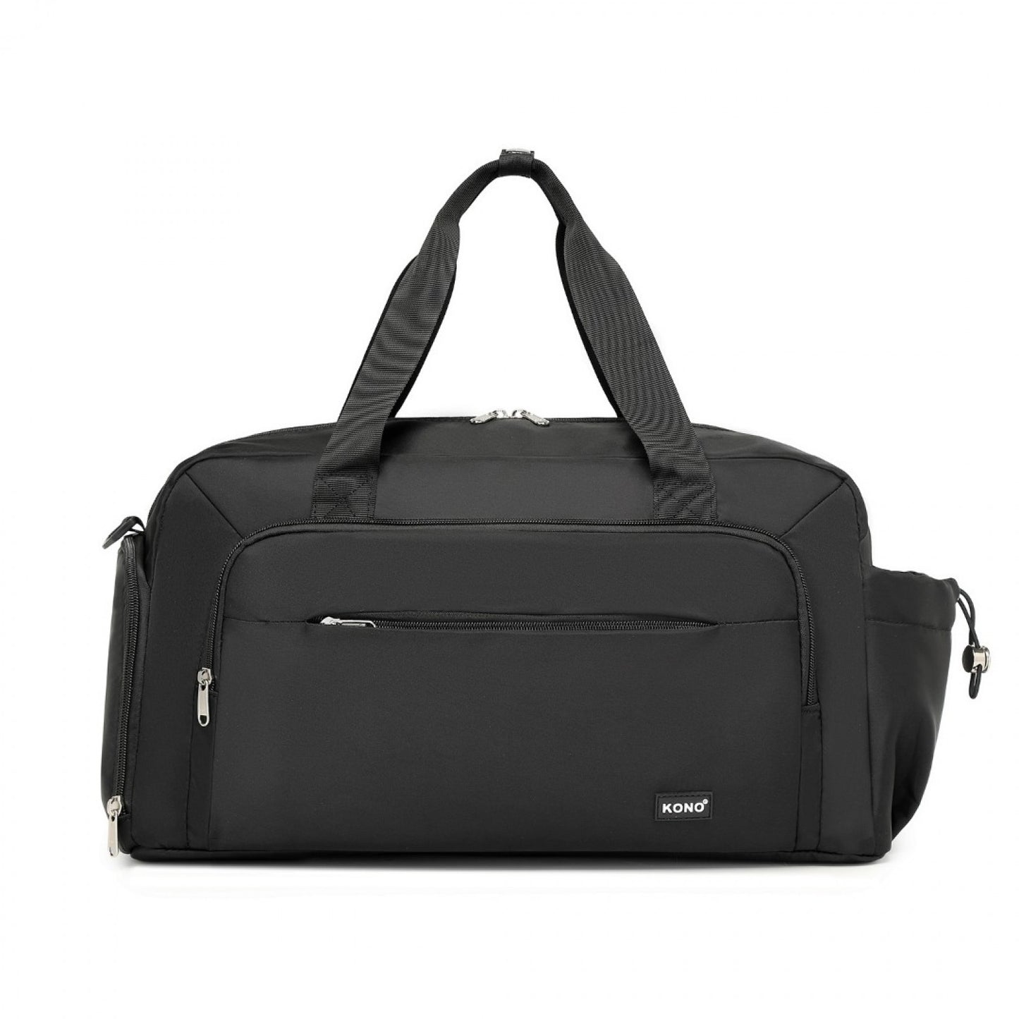Kono Versatile Multi-Compartment Travel Weekend Bag Two-Piece Set with Shoe Compartment and Cosmetic Pouch (TVK2429) - Black