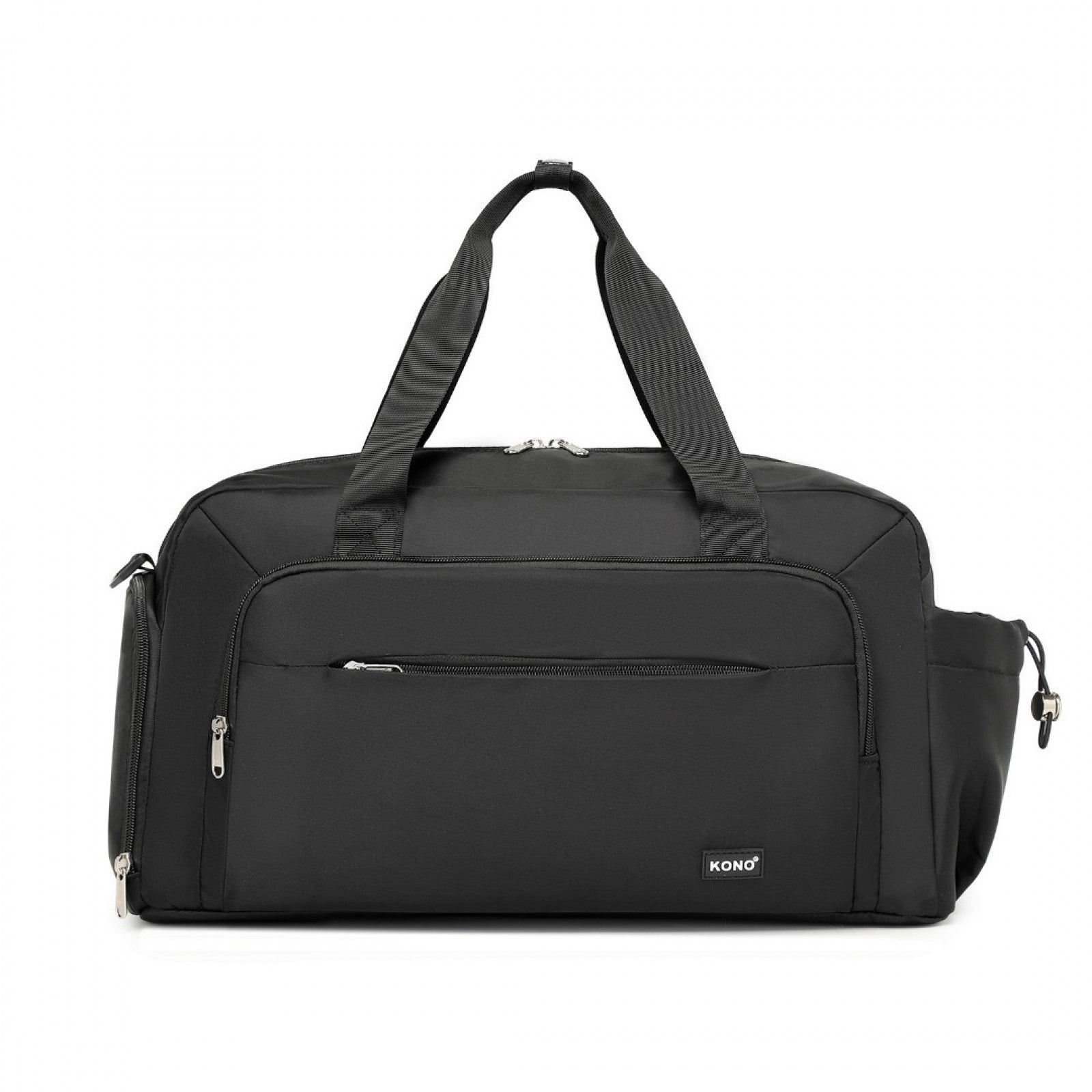 Kono Versatile Multi-Compartment Travel Weekend Bag Two-Piece Set with Shoe Compartment and Cosmetic Pouch (TVK2429) - Black