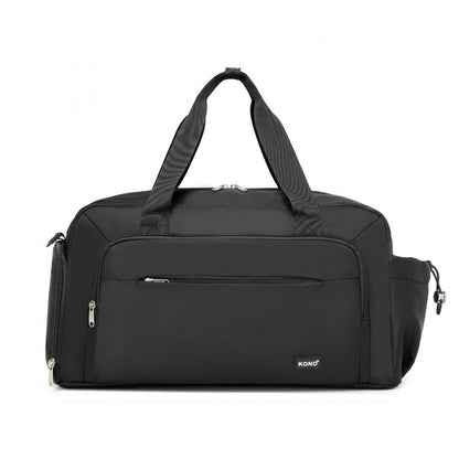 Kono Versatile Multi-Compartment Travel Weekend Bag Two-Piece Set with Shoe Compartment and Cosmetic Pouch (TVK2429) - Black