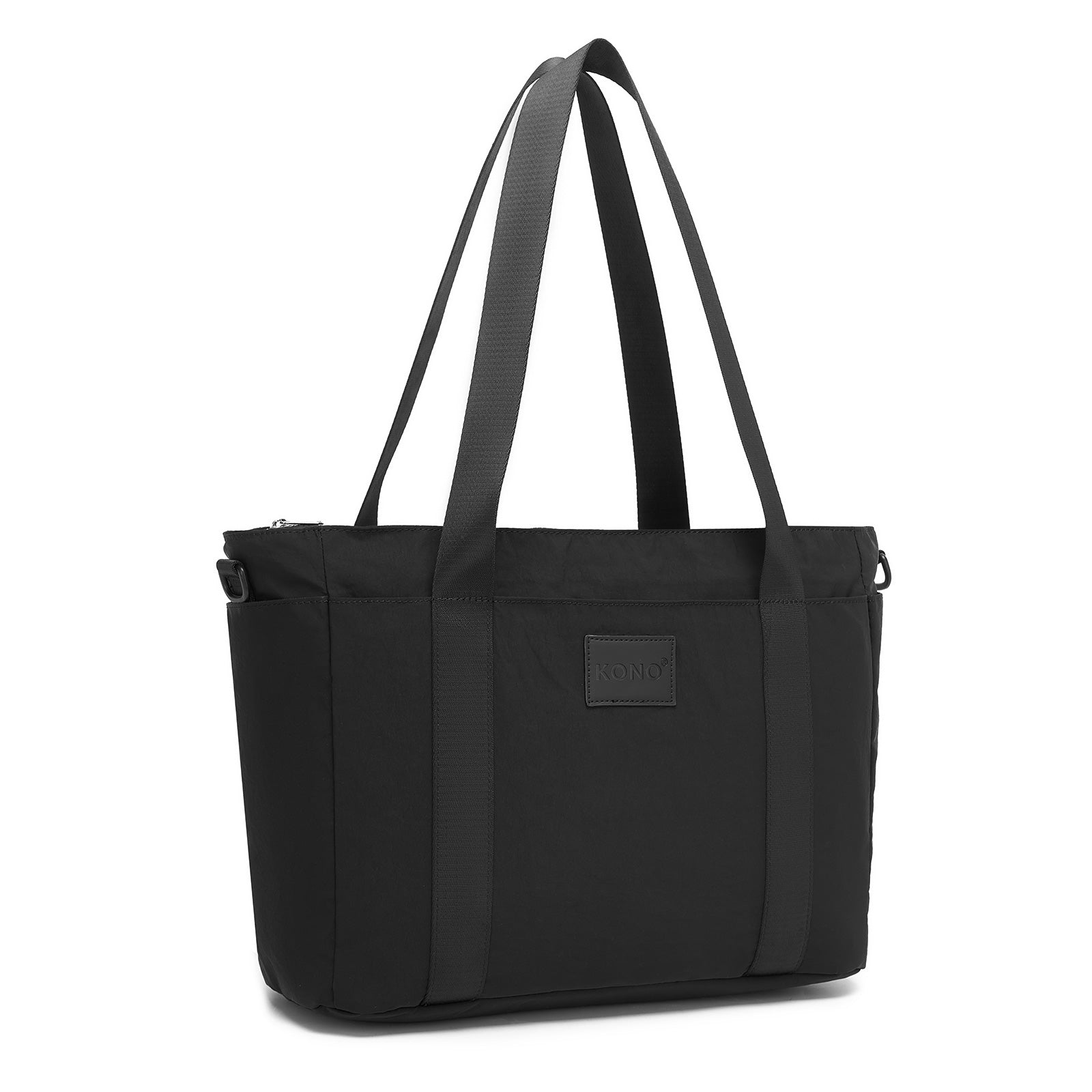 Kono Comfortable and Easy-Carry Large-Capacity Travel Tote with Laptop Sleeve, Trolley Sleeve and Crossbody Strap (TVK2515) - Black
