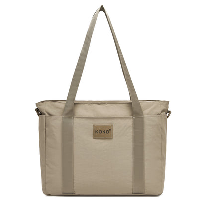 Kono Comfortable and Easy-Carry Large-Capacity Travel Tote with Laptop Sleeve, Trolley Sleeve and Crossbody Strap (TVK2515) - Khaki