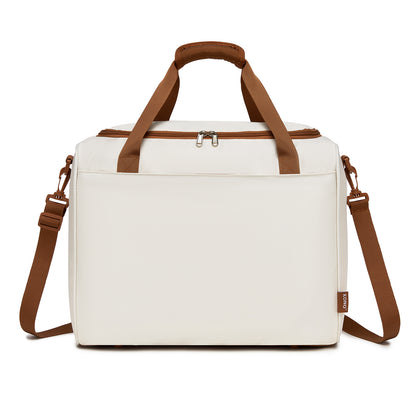 Kono Compact and Lightweight 40×30×20 Personal-Item Travel Bag - U-Zip Wide Opening And Trolley Sleeve (TVK2521) - Cream
