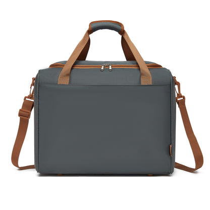Kono Compact and Lightweight 40×30×20 Personal-Item Travel Bag - U-Zip Wide Opening And Trolley Sleeve (TVK2521) - Grey & Brown