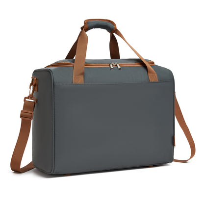 Kono Compact and Lightweight 40×30×20 Personal-Item Travel Bag - U-Zip Wide Opening And Trolley Sleeve (TVK2521) - Grey & Brown
