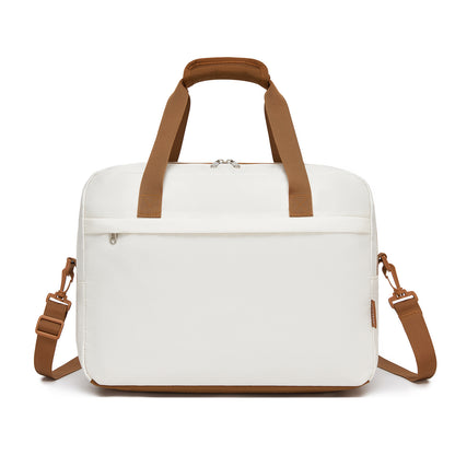 Kono 40x30x20cm Cabin Travel Bag, Tote with Hidden Pocket & Luggage Sleeve for Flights, Work & Weekend Getaways (TVK2569) - Beige & Brown