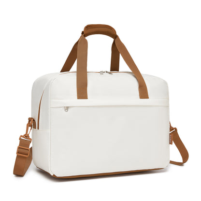 Kono 40x30x20cm Cabin Travel Bag, Tote with Hidden Pocket & Luggage Sleeve for Flights, Work & Weekend Getaways (TVK2569) - Beige & Brown