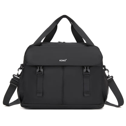 Kono Expandable Cabin Travel Bag 40×30×20cm - Large Capacity, Water-Resistant, Multi-Compartment Weekend & Carry-On Tote (TVK2613) - Black
