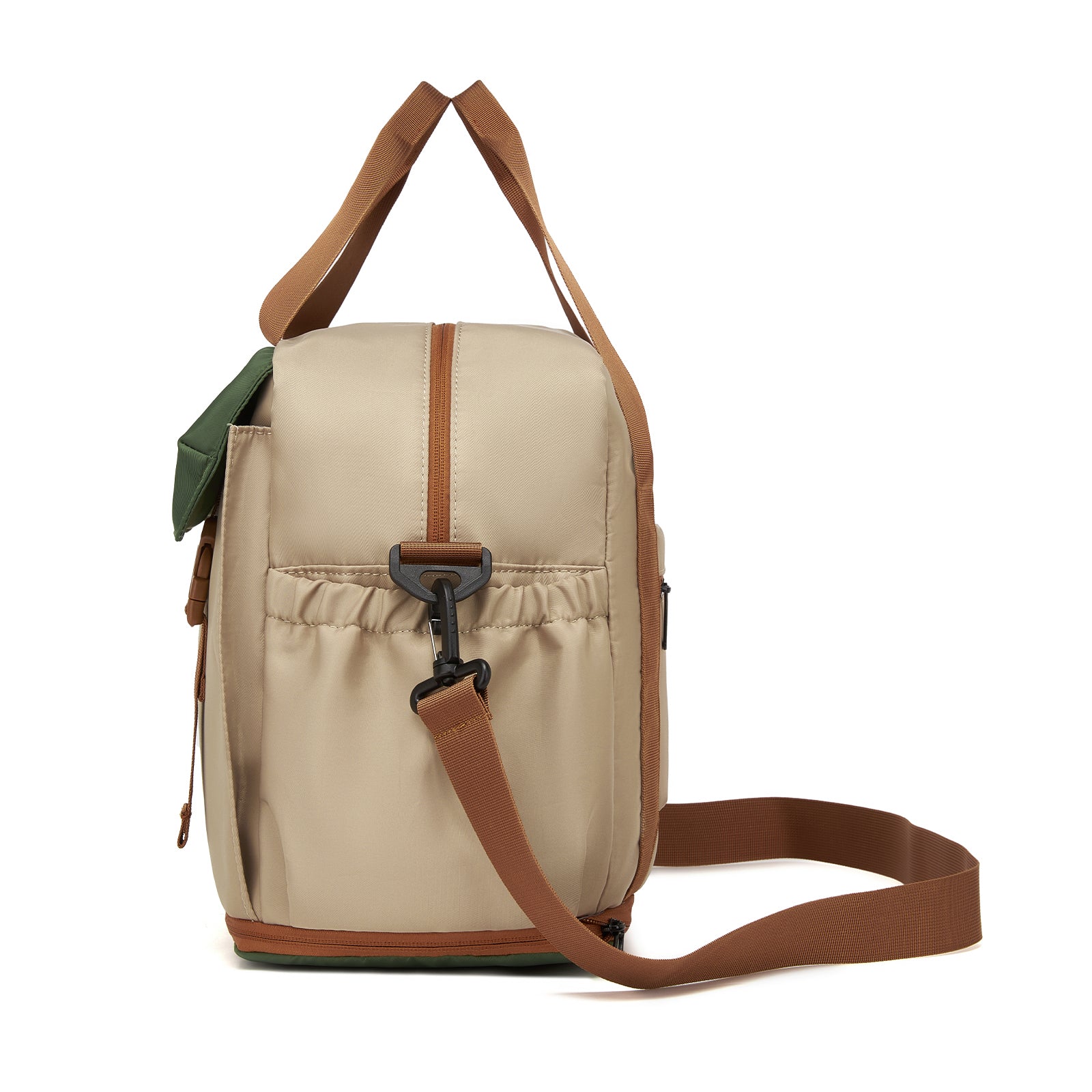 Kono Expandable Cabin Travel Bag 40×30×20cm - Large Capacity, Water-Resistant, Multi-Compartment Weekend & Carry-On Tote (TVK2613) - Khaki & Green