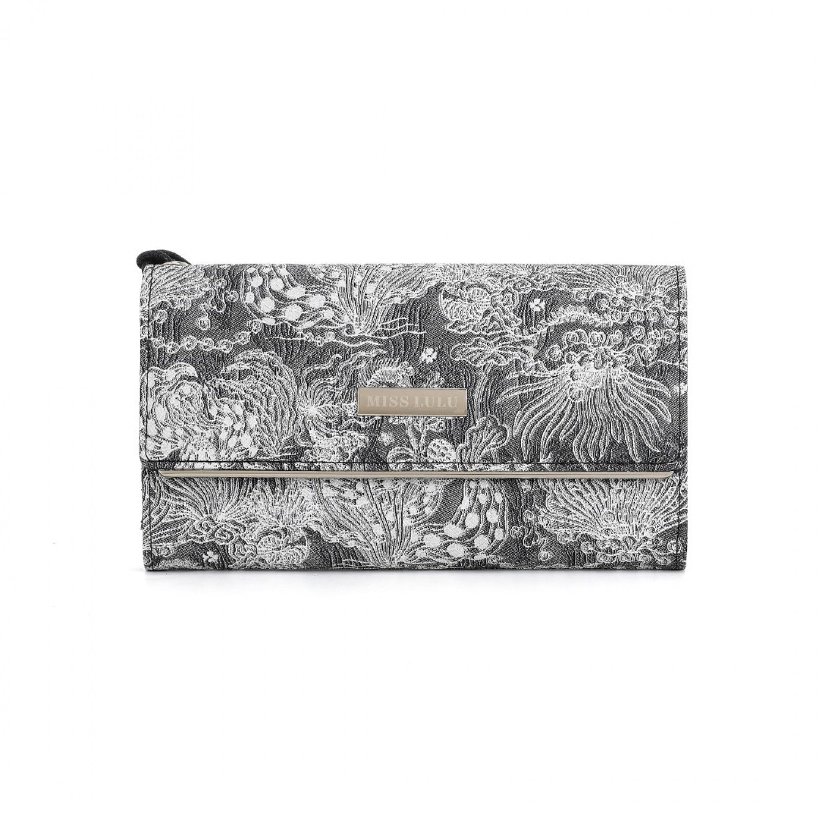 Miss Lulu Elegant Women's Long Purse with Detachable Wrist Strap And Multi-Card Organizer (WTM2448) - Black