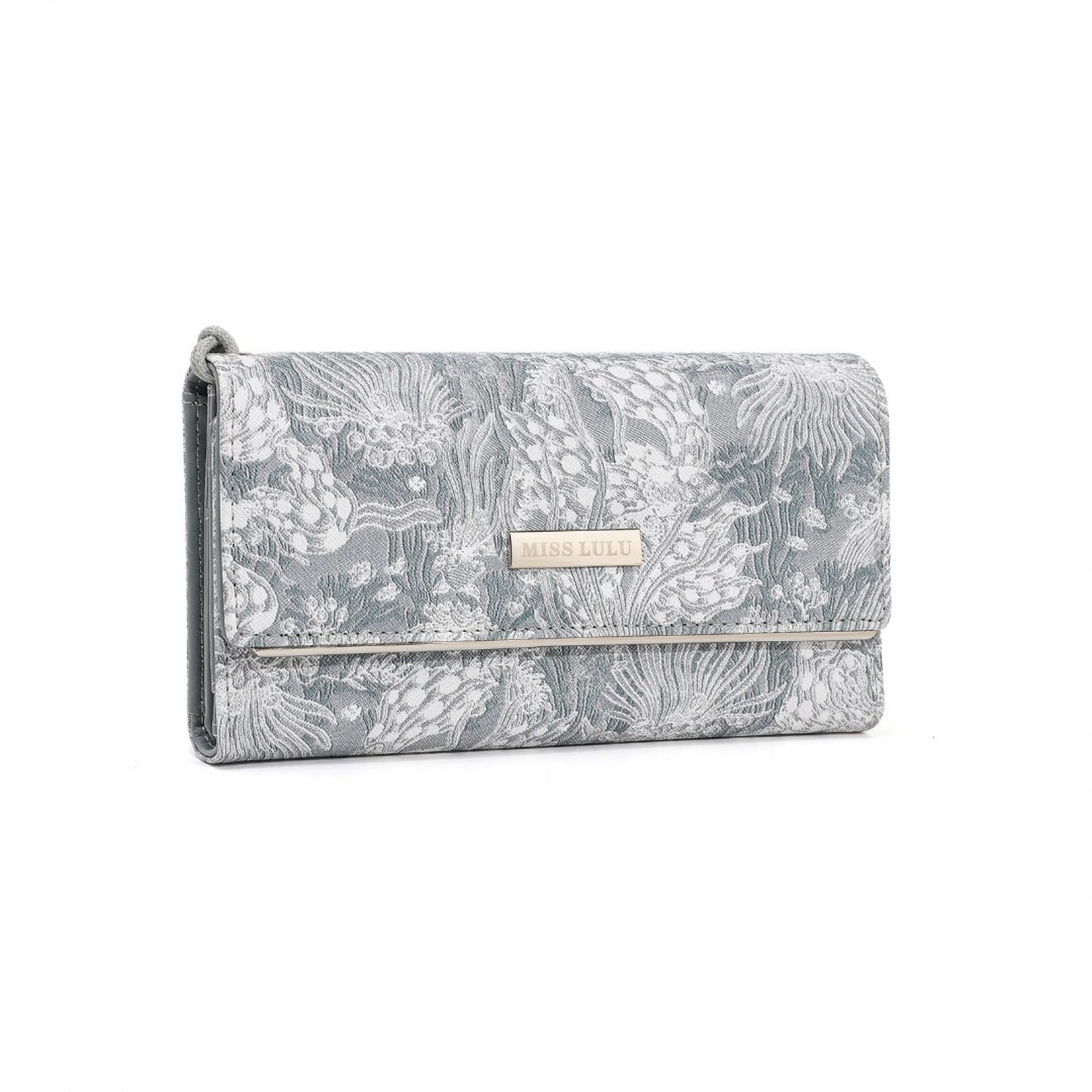 Miss Lulu Elegant Women's Long Purse with Detachable Wrist Strap And Multi-Card Organizer (WTM2448) - Grey