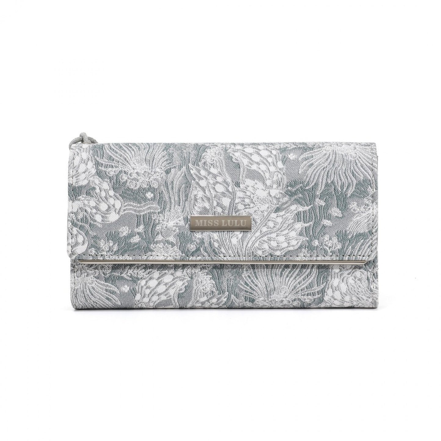 Miss Lulu Elegant Women's Long Purse with Detachable Wrist Strap And Multi-Card Organizer (WTM2448) - Grey