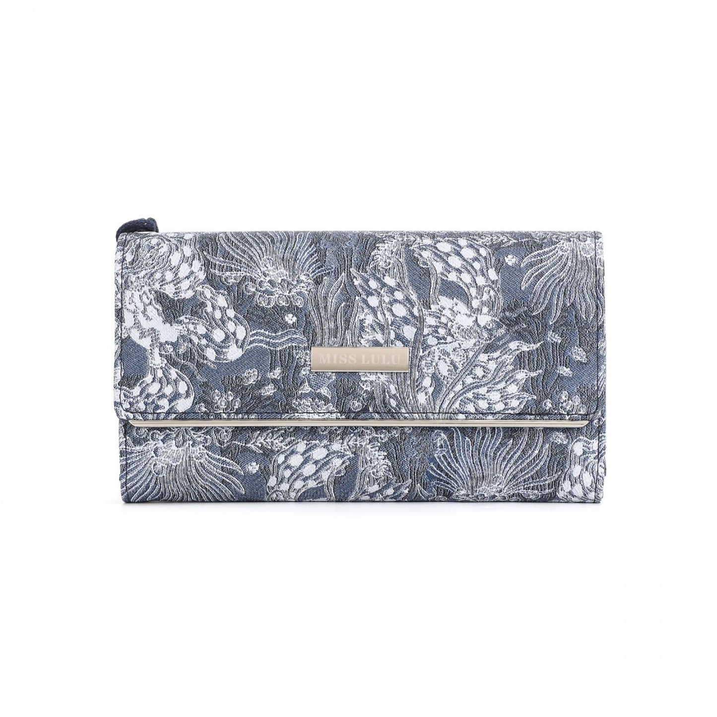 Miss Lulu Elegant Women's Long Purse with Detachable Wrist Strap And Multi-Card Organizer (WTM2448) - Navy