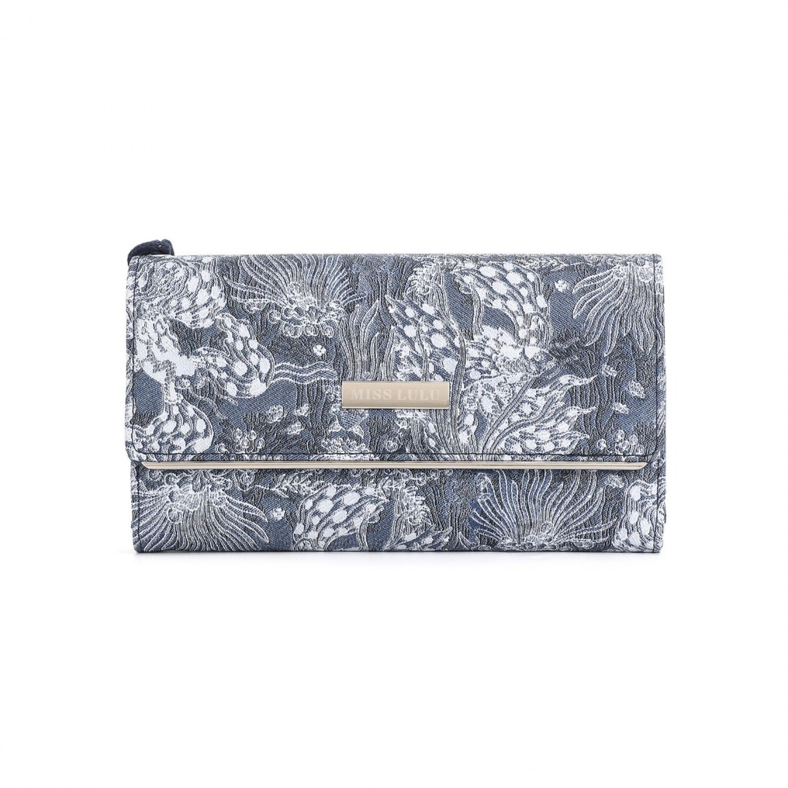 Miss Lulu Elegant Women's Long Purse with Detachable Wrist Strap And Multi-Card Organizer (WTM2448) - Navy