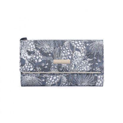 Miss Lulu Elegant Women's Long Purse with Detachable Wrist Strap And Multi-Card Organizer (WTM2448) - Navy