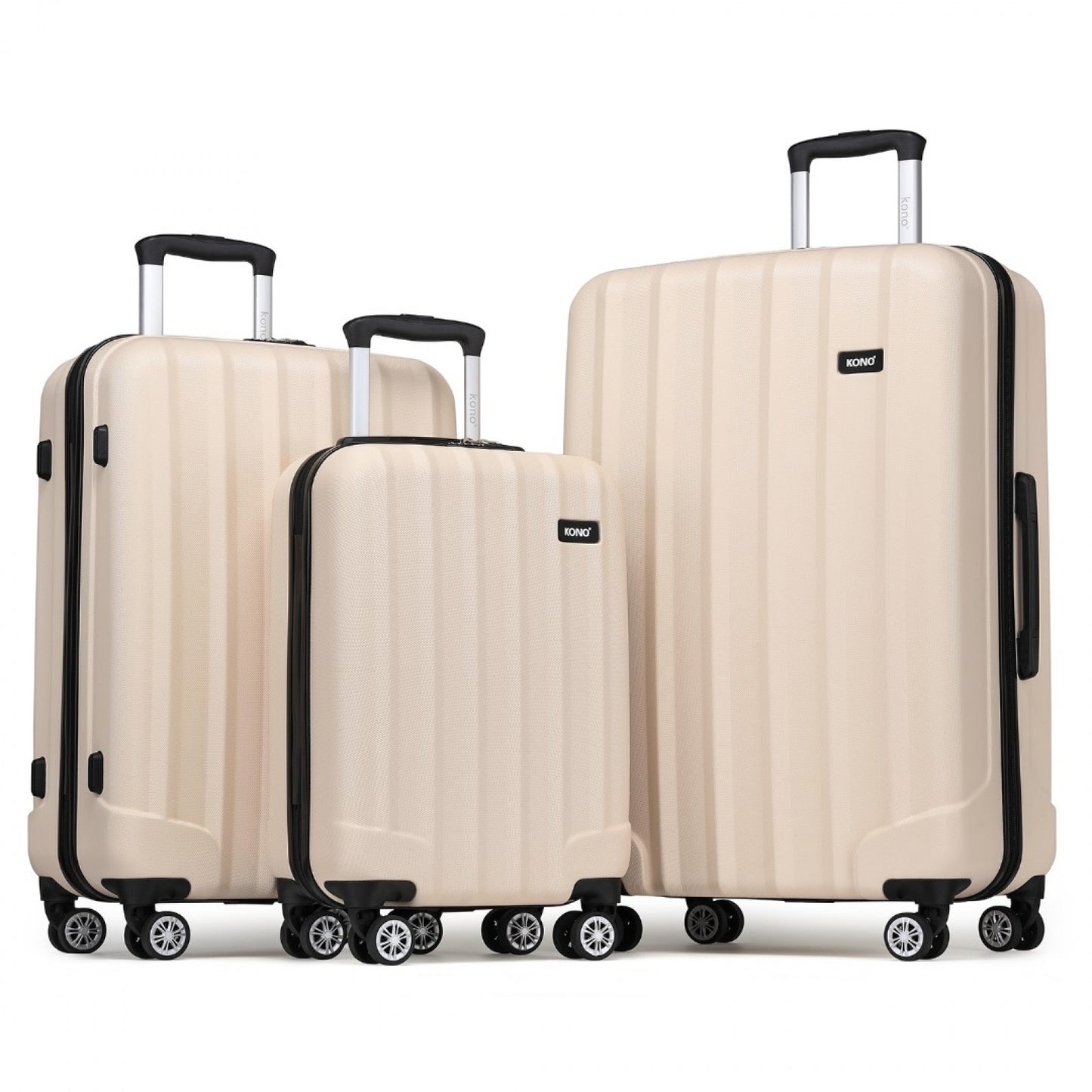 Beige Kono three piece hard shell luggage set