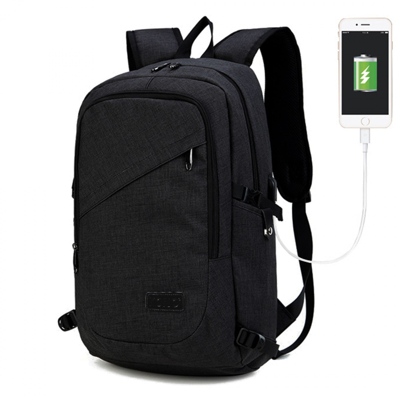 Kono Business Laptop Backpack with USB Charging Port (E6715) - Black